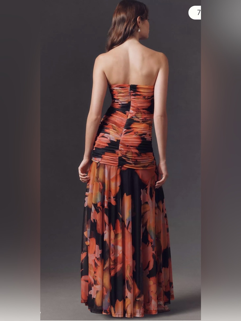Hutch bonni dress Strapless Floral Ruched Maxi Dress drop waist - Picture 2 of 11
